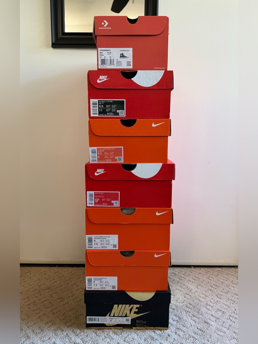 Nike, Jordan & Converse “Empty” Shoe Boxes Lot Of 7